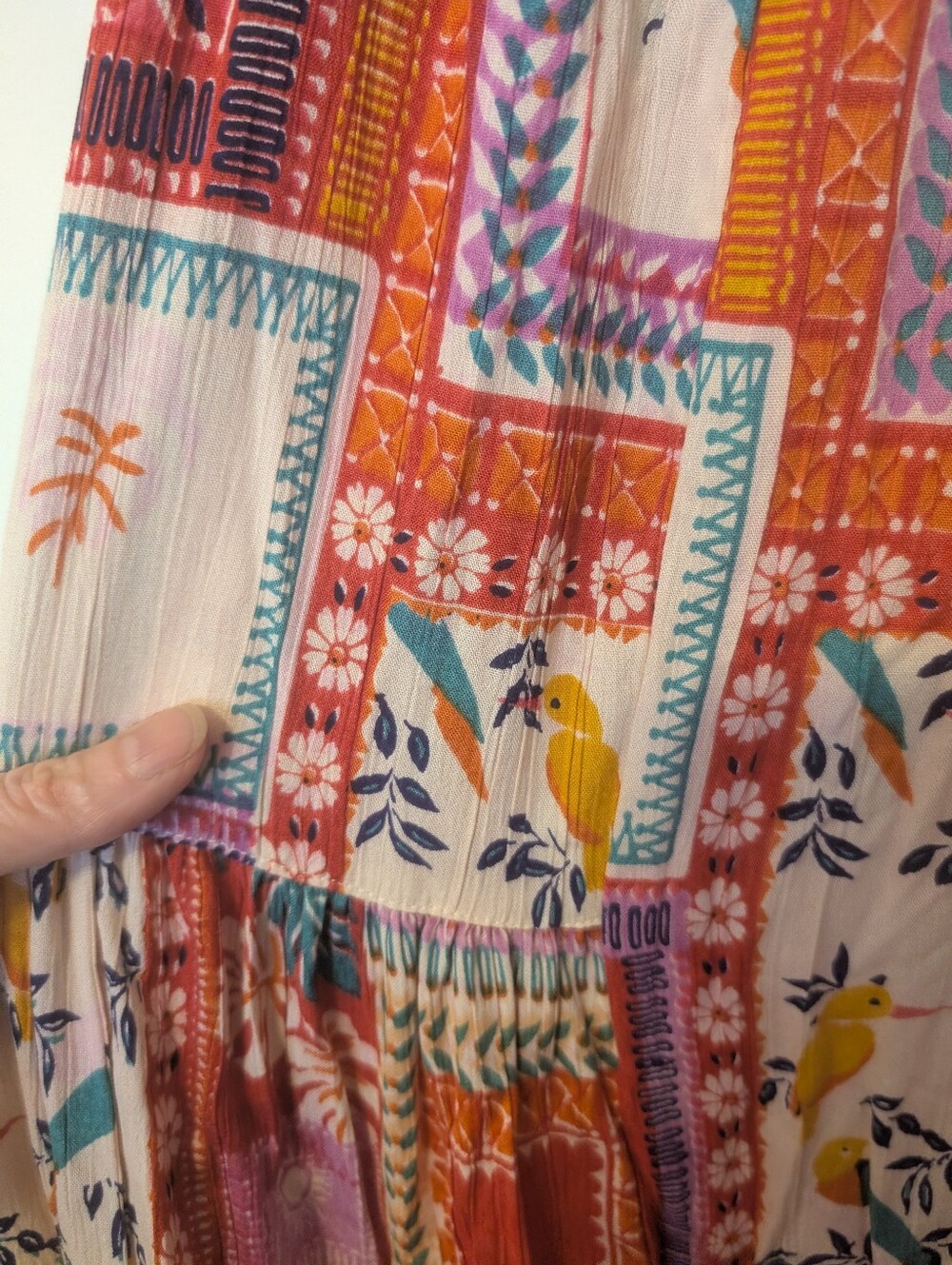 Angie Pink Purple Orange Teal Boho Print Wide Leg, L - Picture 4 of 6